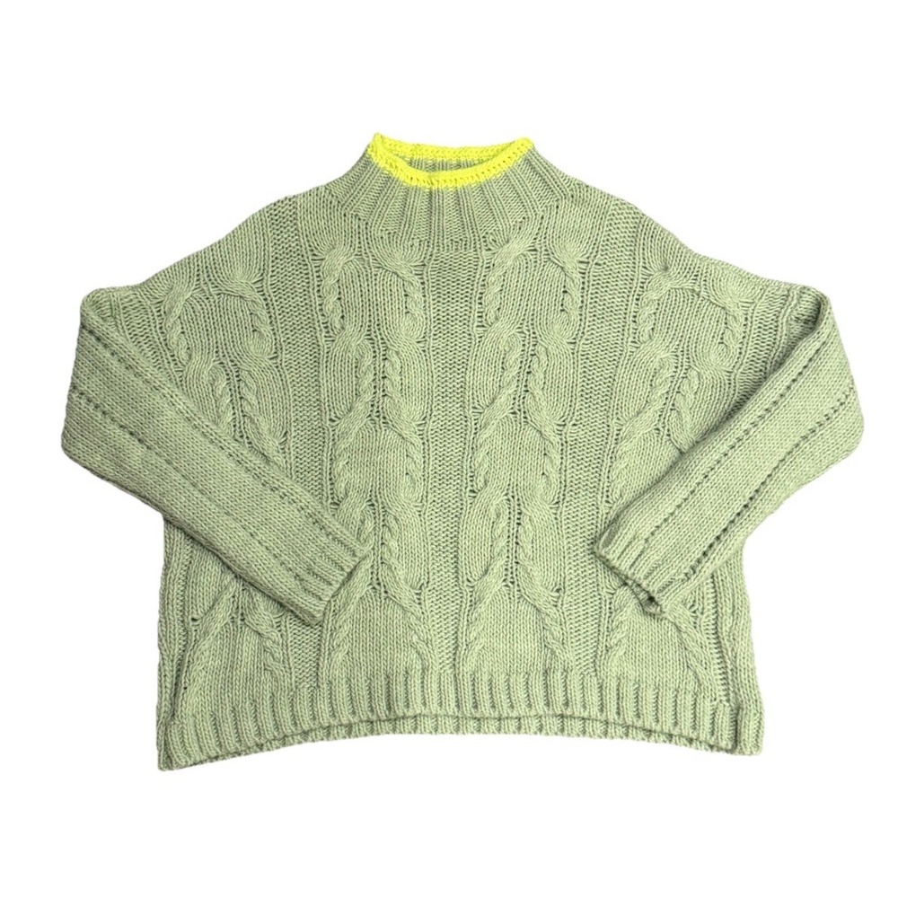 DR BLOOM Barcelona Limited Edition Chunky Mock Neck Green Knit Sweater Size M/L